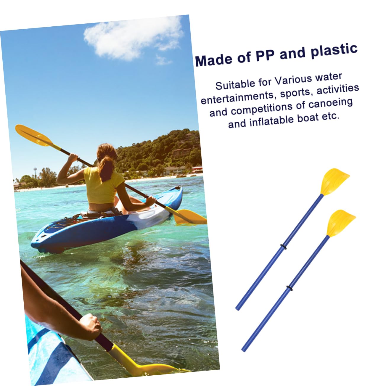 Veemoon Pagaie de Bateau Détachable PP, 1 Paire pour Kayak et Canoë