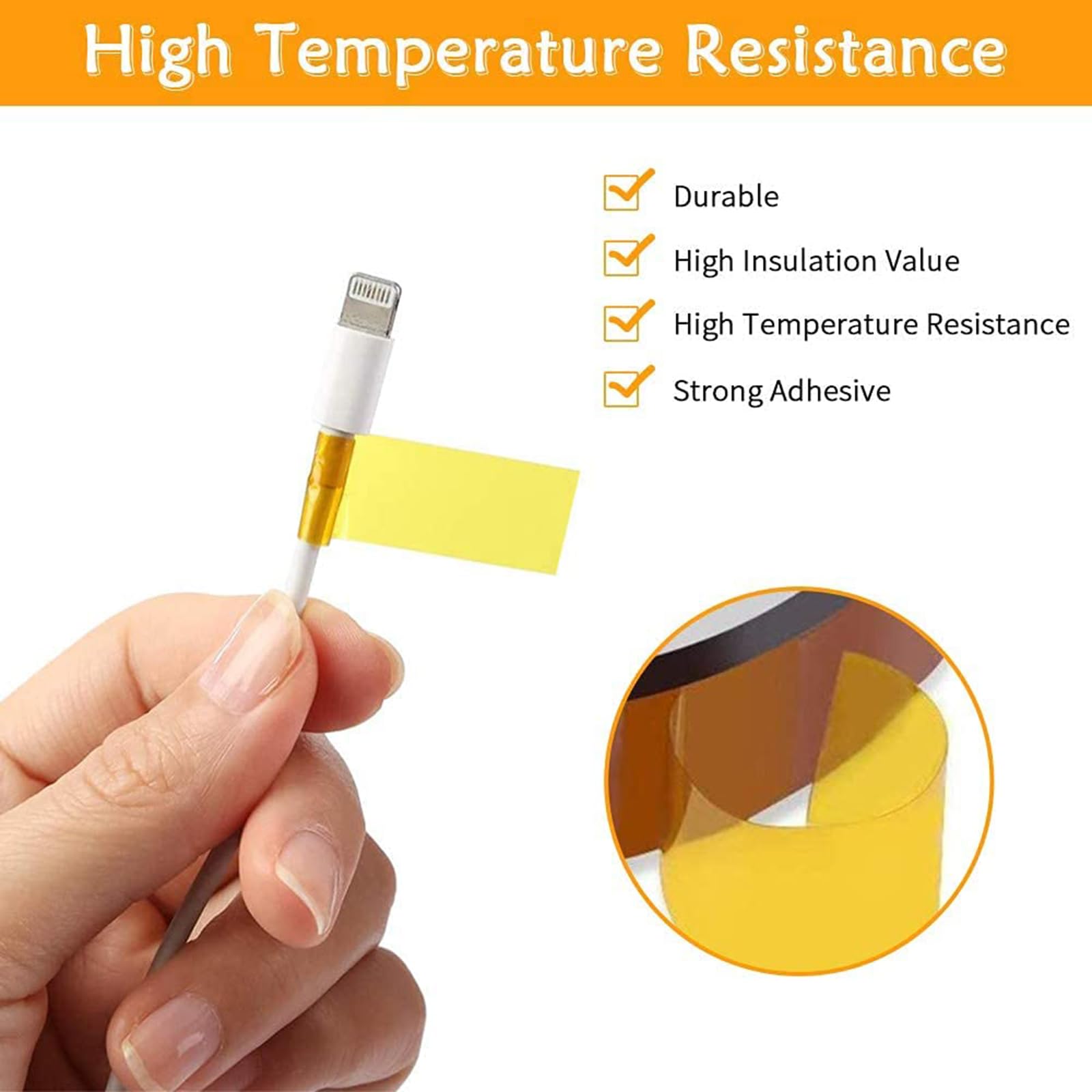Cinta de Alta Temperatura,3 Rollo Cinta Resistente al Calor de Poliimida para Soldar,Recubrimiento en Polvo,Sublimación,Placa de Circuito Aislantes 5mm/10mm/15mm