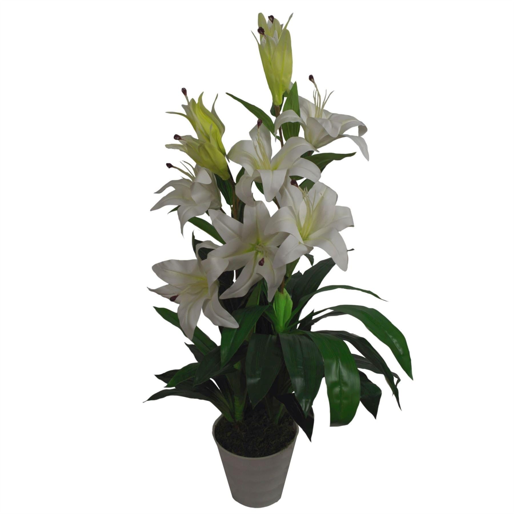 B&Q -  90Cm (3Ft) Artificial Lily Stargazer Style Lillies Plant Large Flowers White