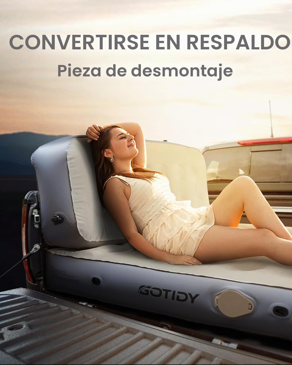 Colchón inflable para cama de camión Tacoma, colchón de aire de 5 a 5 pies para camioneta de tamaño mediano con extensión desmontable para portón trasero, Honda Ridgeline Jeep Gladiator JT, diseño