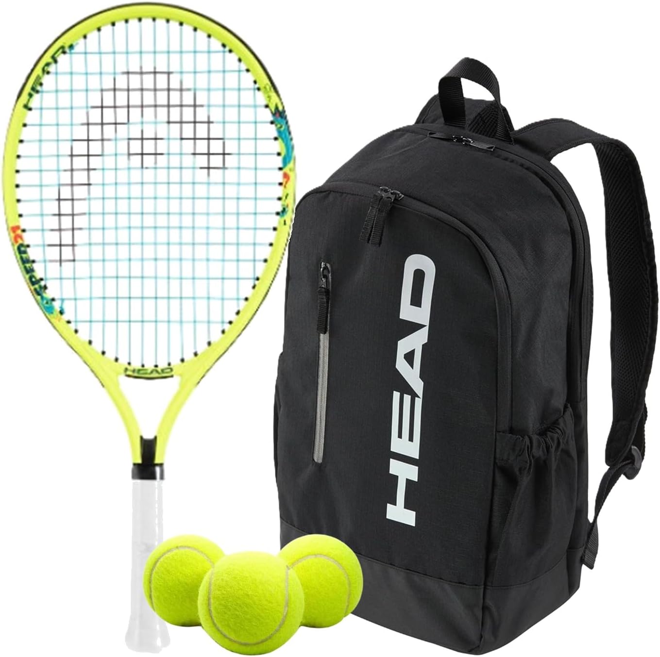 Head Speed 21 Inch Junior Tennis Racquet Bundled w a Black Base Bag or Backpack and Tennis Balls – Optional Accessories