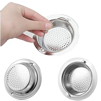 SYGA Stainless Steel Sink Strainer Basket with Handle 11cm/4.33inch Large Wide Rim Anti Clogging Mesh Drain Filter Vegetable Hair Catcher Drain Cover for Most Bathroom Kitchen Home Sinks Drain-Silver