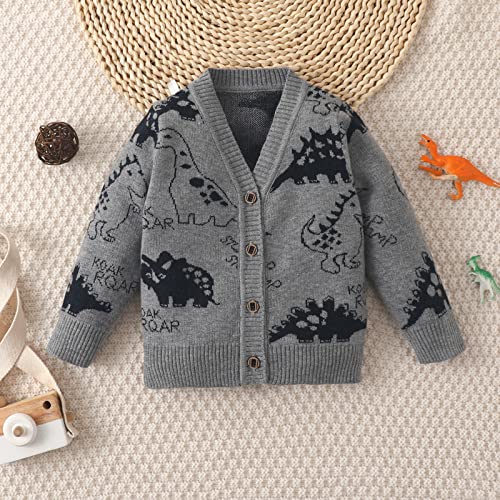 Children Knitted Blouse Toddler Boys Sweater Kids Casual Dinosaur Button Up V Neck Knitted Cardigan Jacket2