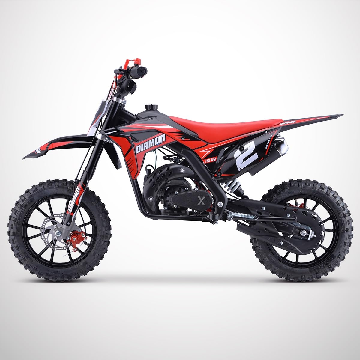 Orion Mini Cross 49 50cc 2T Rouge | Mini Moto Enfant, Pocket Bike Cross, Fourche Inversée, Freins Disque Wave, Limiteur de Vitesse