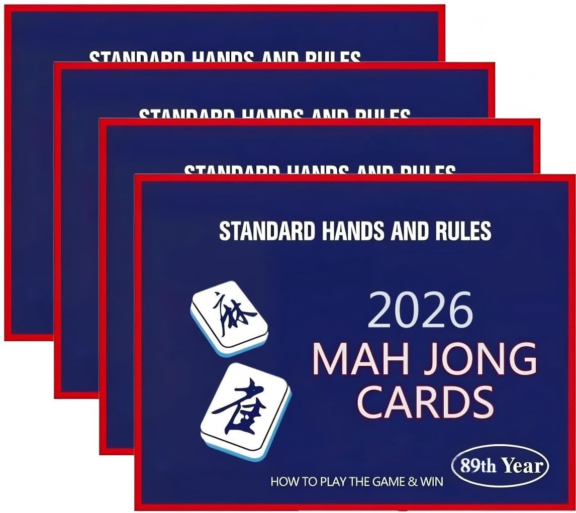 American Mahjong Cards 2026 Updated Revision, 4 Pack Large Print Easy to Read Mahjong Rule Guide Instructions for Beginners Learning Game Night, Travel Mahjong Set, Blue Theme
