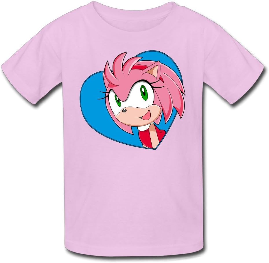 Youth Sonic X Heart Amy Rose Anime Cartoon 100% Cotton Unisex Teen T-shirt