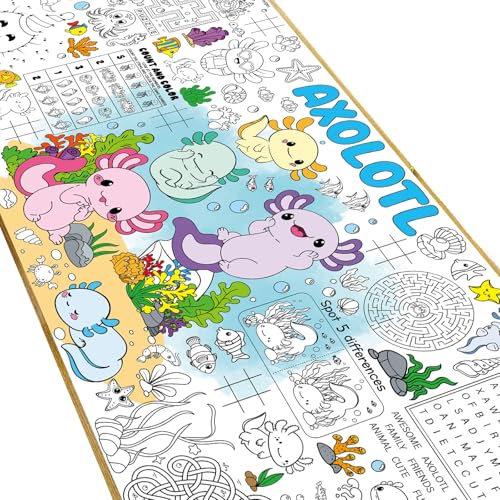 Image of Naozinebi Axolotl Giant Coloring Poster for Kids Axolotls Large Coloring Tablecloth Big Paper Sheets Page Axolotl Theme Table Cloth DIY Activity Game Art Crafts Mat Wall Home Party Decoration Supplies