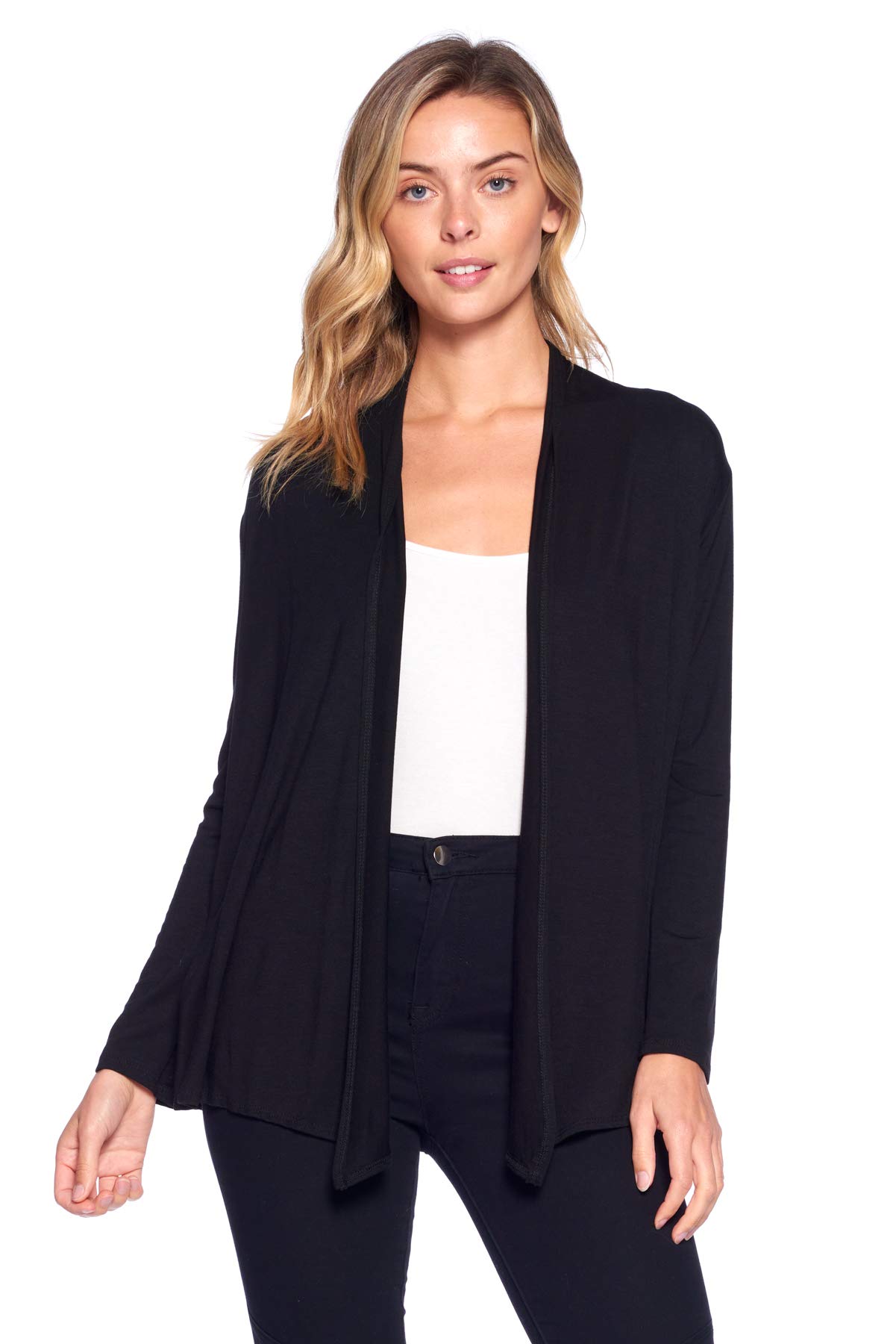 12 Ami Basic Long Sleeve Open Front Cardigan (S-XXXL) - Made in USA