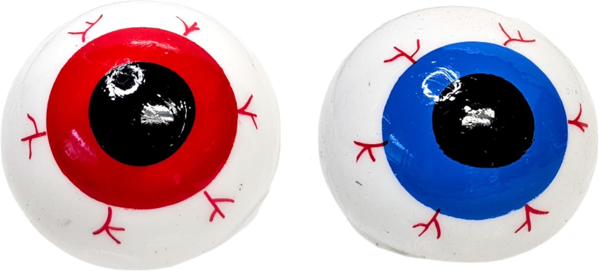 Sticky Splat Eyeball (2.5 Inch) (2 Pack Red and Blue) Gel Stress Relief Creepy Halloween Squeeze Toy (2 Pack Blue and Red)