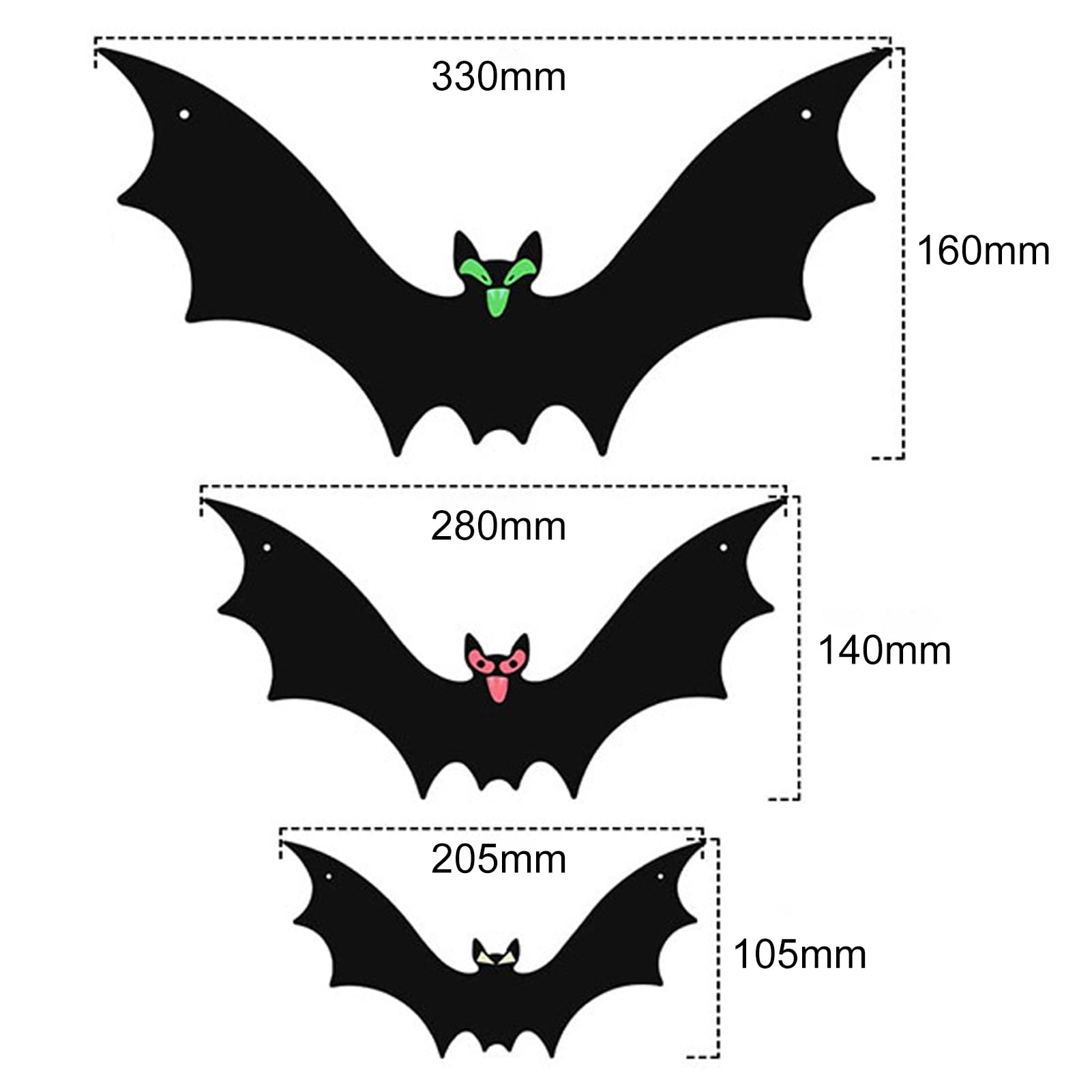 Decorazioni Halloween: 12 Pipistrelli Volanti Con Occhi Luminescenti – Adesivi Inclusi, Effetto 3D