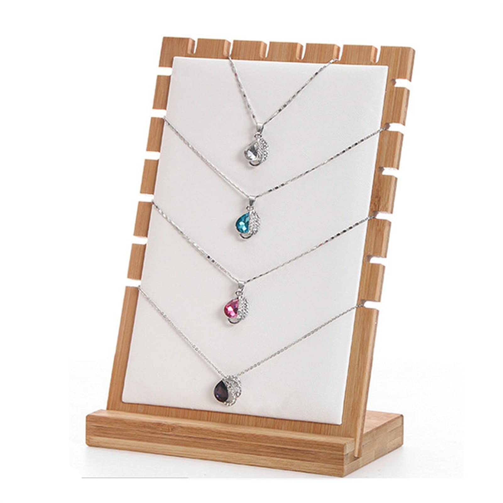 SBZIOJHDR jewellery stand, Stand Wood Jewelry Necklace Stands Women Organizer PU Velvet Bust(White Pu)