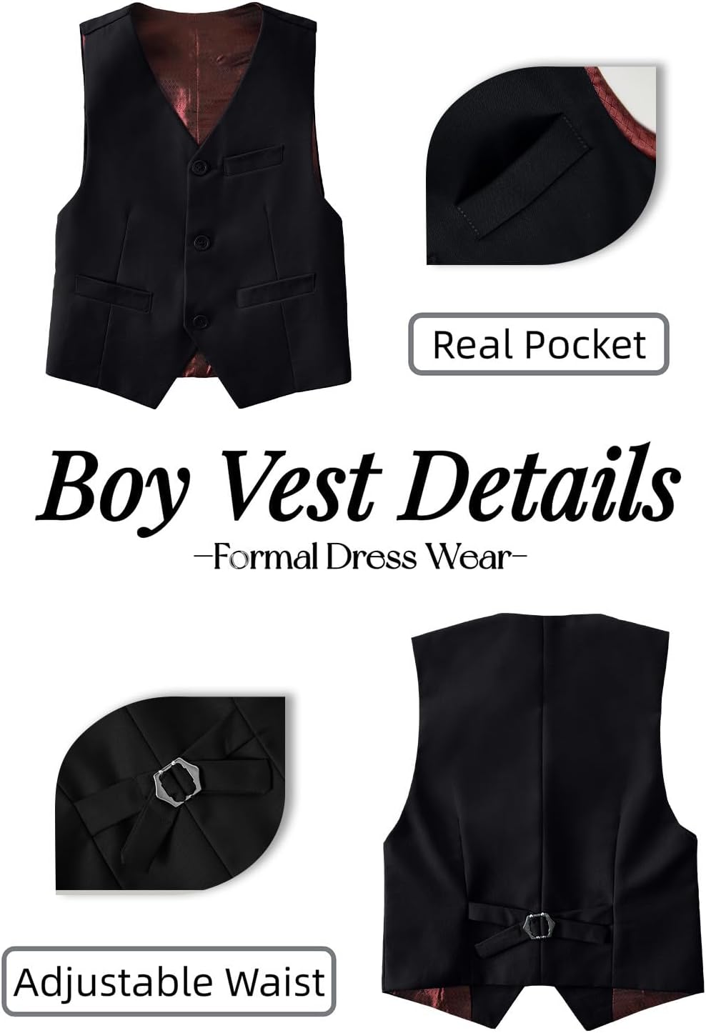 Yanlu Toddler Boys Formal Suits Set,Vest Pants Dress Shirt and Tie for Kids Boy Wedding Ring Bearer Oufit - Image 4