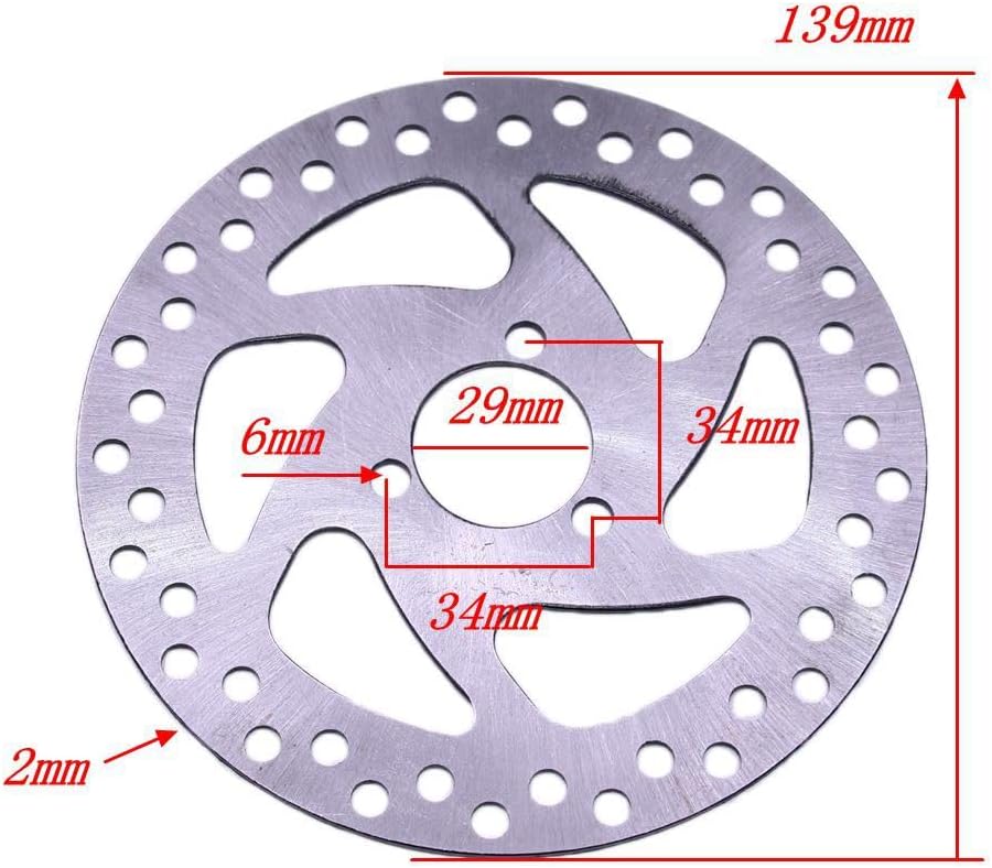 Motorcycle Sprocket Replacement Front/Rear Disc Brake Rotor Motorcycle Brake Disc 139mm 29mm Hole Fit For 47cc 49cc 2 Stroke Pocket Bike Mini Dirt Bike ATV Quad Gas Electric Scooter
