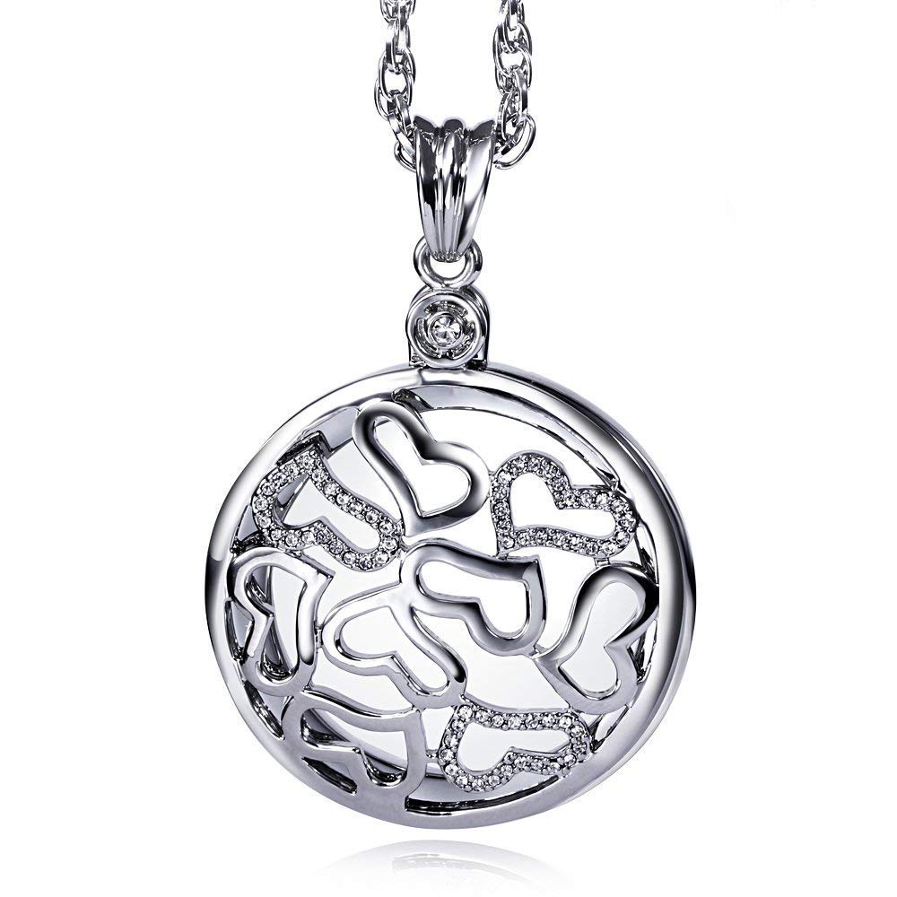 Mini Pendant Necklace 2.5X HD Lens for Book Reading, Jewelry Identification, Gift, DIY Crafts Engraving and Repair, Heart Shape (Color : Silver)