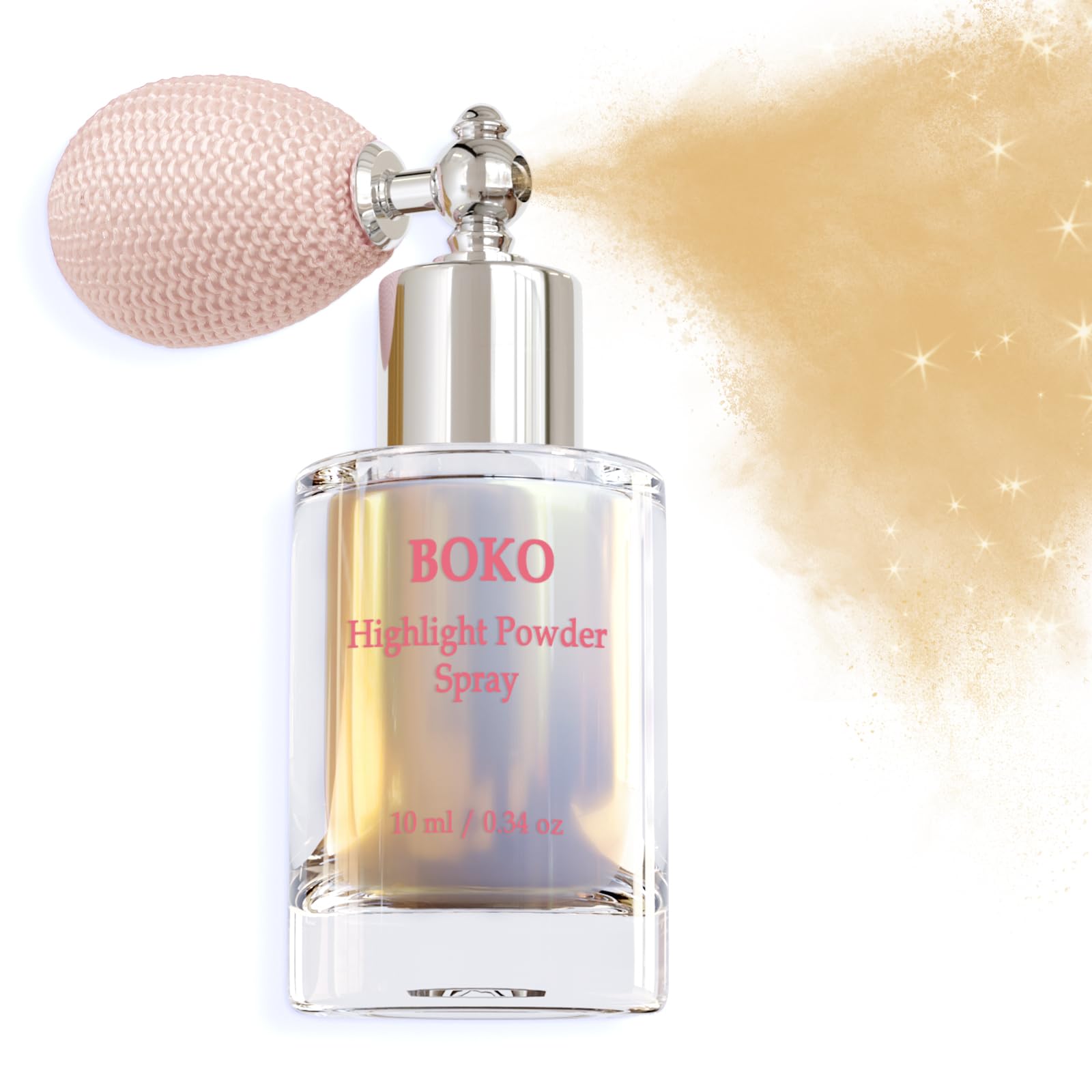 BokoHighlighter Powder Spray, Cosmetic Body Shimmer Spray High Gloss Diamond Highlight Glitter Powder Makeup Sparkle Glitter Hairspray Christmas Rave Accessories for Women Face Paint Hair Clothes
