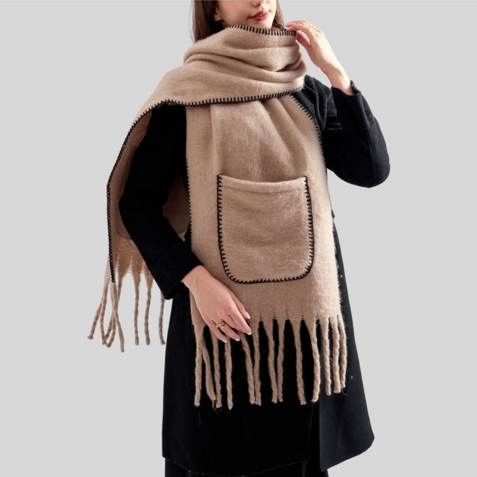 Sciarpe invernali Sciarpa scialle in pashmina con tasca, sciarpe in cashmere, sciarpe alla moda for le donne, regali da sera