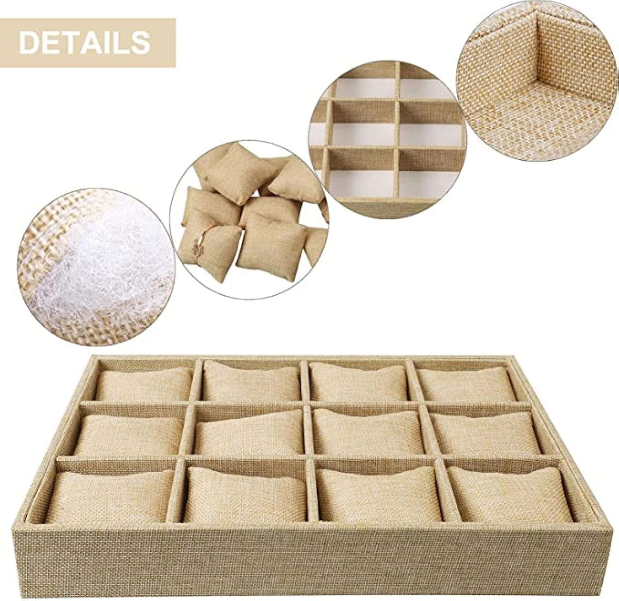 Wooden Jewelry Organizer Tray with 12-Grid