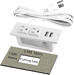 Barre d'alimentation encastrée de bureau avec 2 Sorties 2 USB 2.1A Insertion Monté dans la bande de puissance pour Table Canapé Table de chevet Cuisine