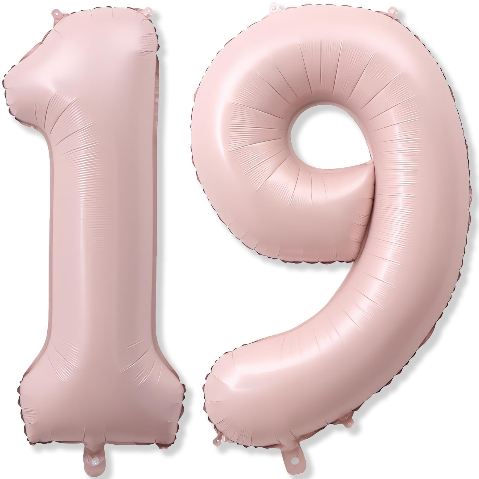 Pastel Pink 19 Balloon Number for Girls, 40'' Self Inflating Number 19 Balloons, Big Light Blush Pink Foil 1 &amp; 9 Helium Balloon 19 for Women Boho Coquette 19th Birthday Party Anniversary Decorations