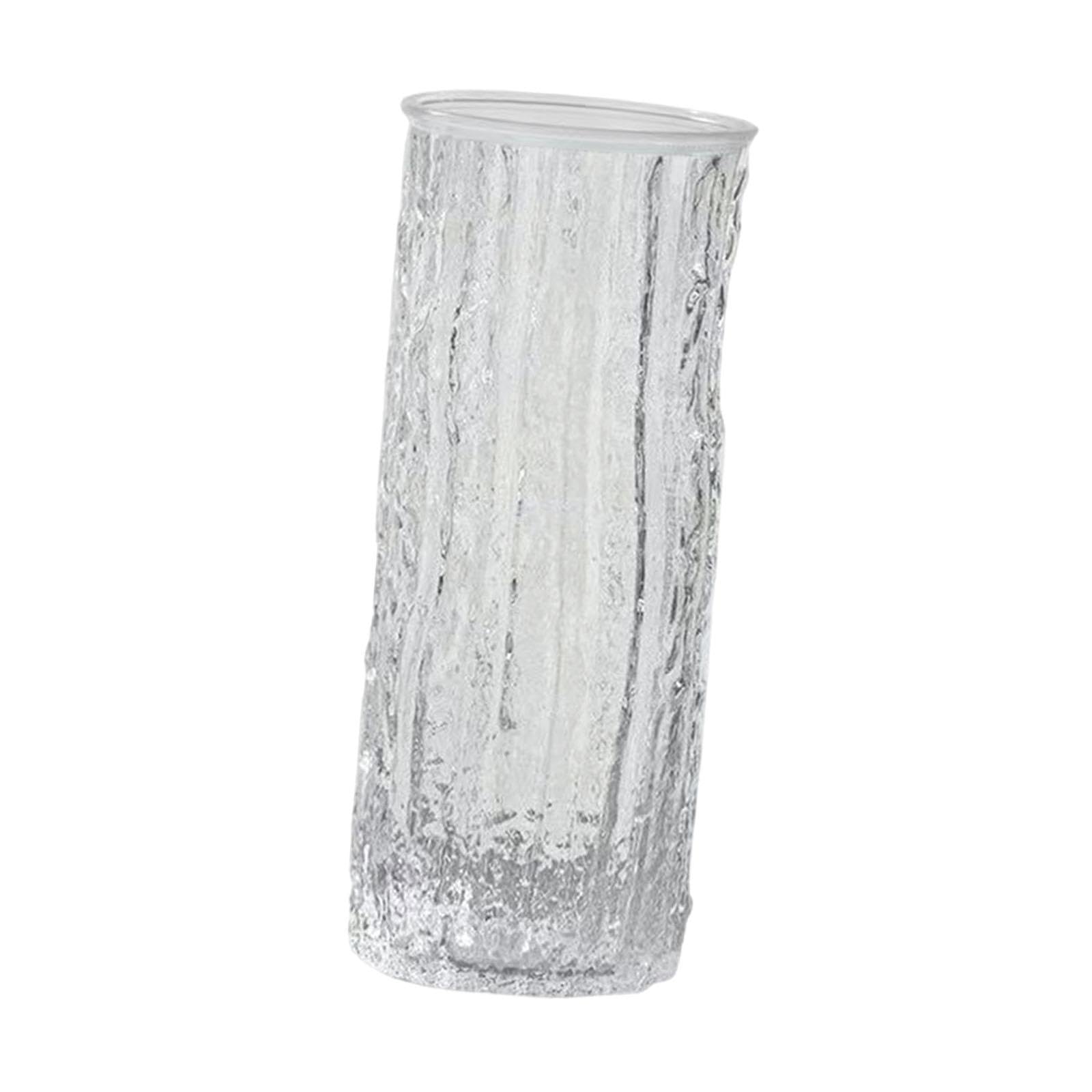 Florero de cristal de 10.04 pulgadas de alto, transparente, boca ancha, jarrón decorativo para estantería, jardín, decoración del hogar, centro de mesa