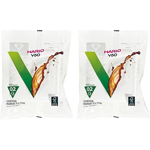 Hario Coffee Dripper V60 02 Clear & Hario 02 100 Count Coffe