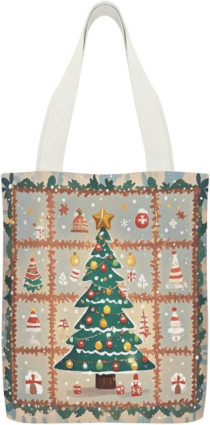Christmas Tree Mat Canvas Tote Bag Shoulder Bag Handbag