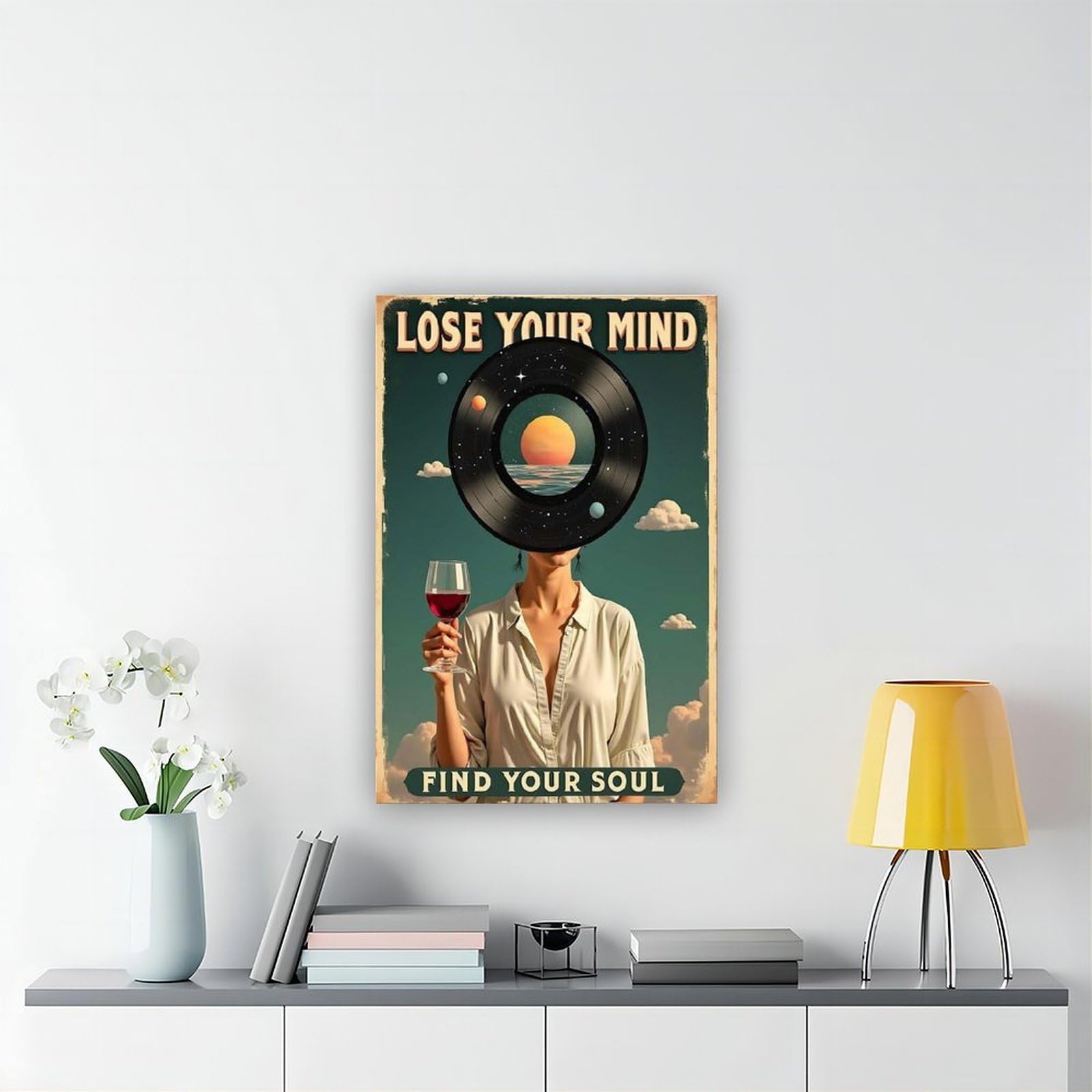 Stampa artistica da parete in vinile retrò, stampa artistica da parete, per soggiorno, camera da letto, 40,6 cm di lunghezza x 61 cm di larghezza