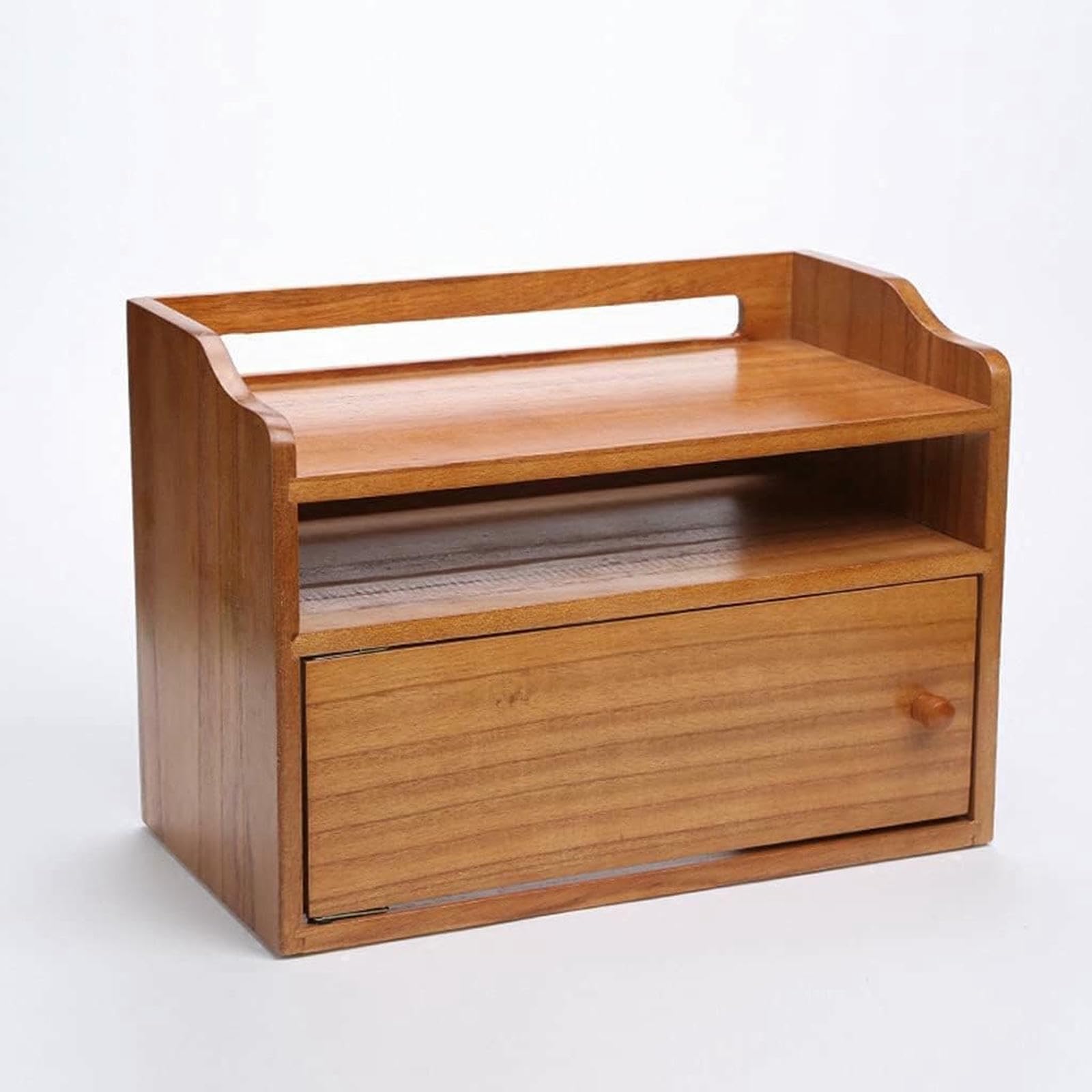Bezprzewodowe Szelf Z Litego Drewna Z Zestawem Komputerowym Z Zestawem Organizer Z Zestawem Pudełka Wi -Fi Dla Górnego Koloru Drewna 39,7 * 21,4 * 28,4 Cm