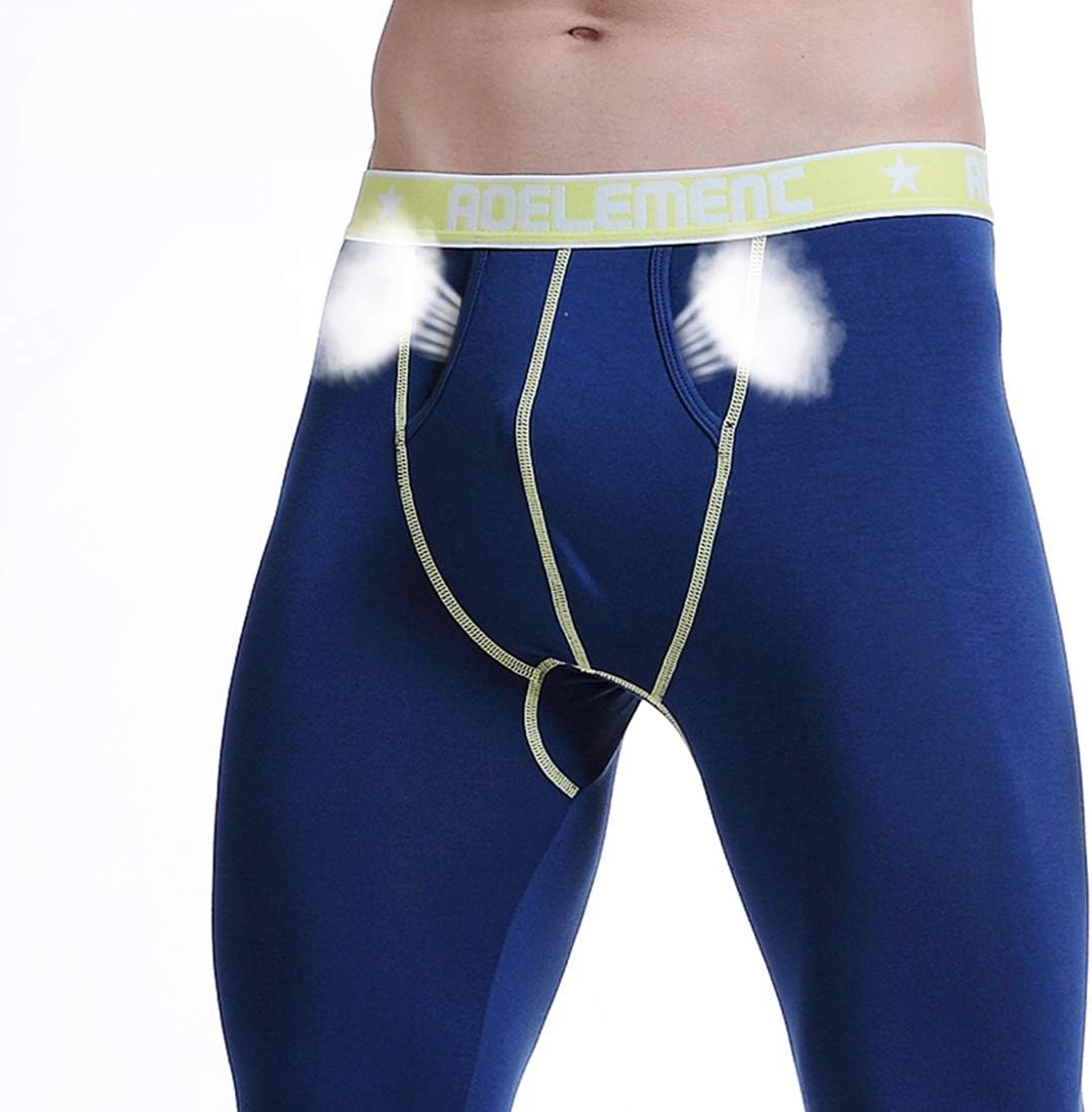 Ouruikia Men's Thermal Underwear Pants Modal Thermal Bottoms Long Johns Base Layer with Dual Fly