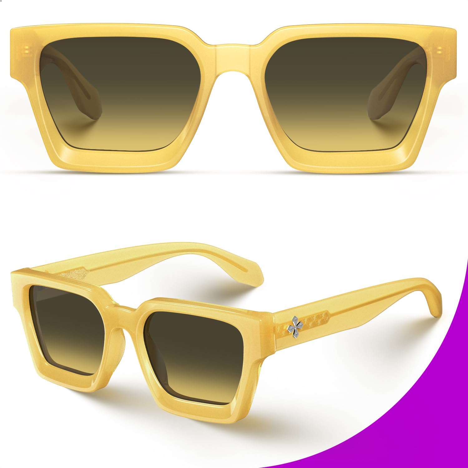 VISOONE Fashion 100% UV400 Protection Rectangle TR90 Y2K Sunglasses Accessories for Women Men RIVER - Image 5