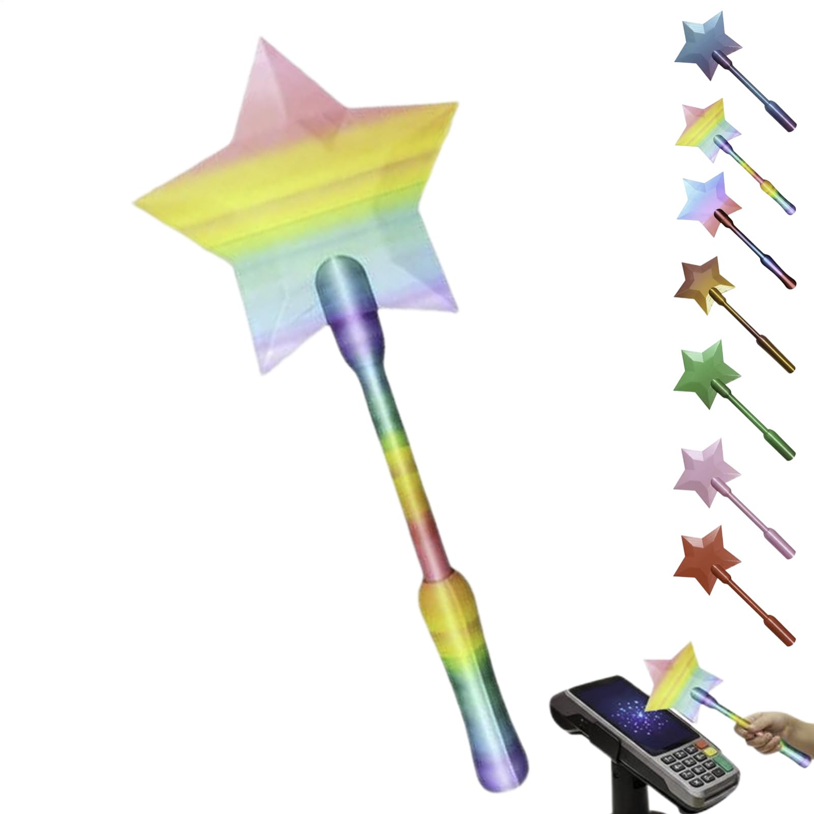 Star Credit Card Wand, 3D Printed Taps To Pay Wand, Magic Wands Contactless Payment Cards Holder, Kids Magics Wands Cosplay Props, Multifunctional Payment Stick For Shopping(rainbow) โ image 1