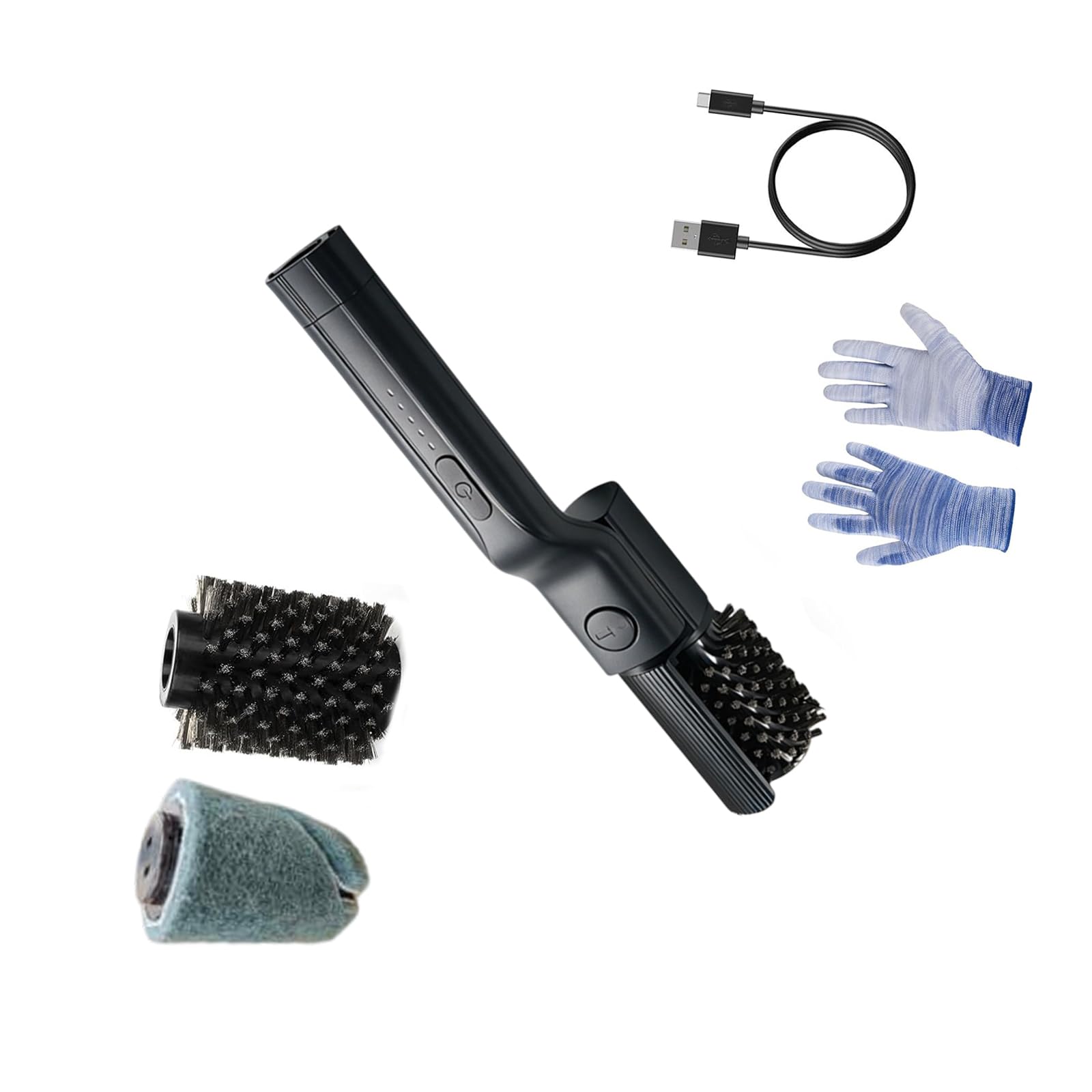 Oxxggkao Battery Operated Cooking Tool with Adjustable Speeds and Protective Gloves for Safe Maintenance Replaceable Brush Heads