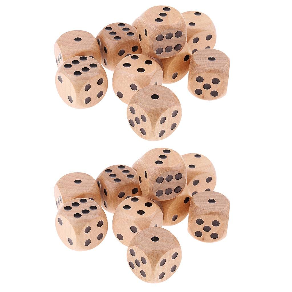 ATORSE Toy 2 Bags Wooden Dice D6 Six Sided Dotted Dice for Dungeons and Dragons Natural-Toys & Hobbies-Games-Role Playing Games-Dungeons & Dragons-Accessories & Dice-image-43