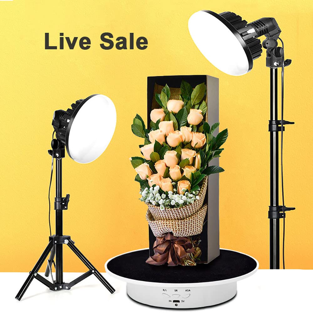 Base Giratoria EléCtrica, Plato Giratorio Silencioso AutomáTico De 360 Grados Para FotografíA, ExhibicióN De Productos, VíDeo En Vivo, AlimentacióN Por BateríA/Usb, Carga De 20 Cm/8 Kg,A