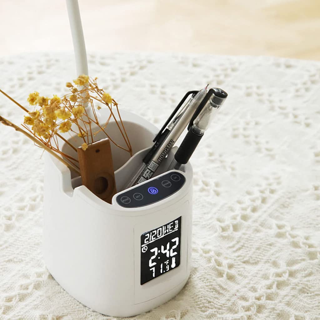 1 lot de lampe de bureau LED avec porte-stylo pour ordinateur de bureau flexible col de cygne pour la lecture et l'étude, petite pour chambre à coucher, lampes USB pour enfants, loupe sur pied à