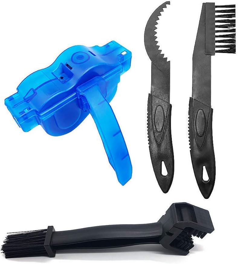 Auch 4Pcs Bike Chain Cleaner Bicycle Chain Cleaning Brush Tool Set, for Mountain, Road, City, Hybrid,BMX Bike and Folding Bike, Make Bicycle Chain Maintenance Easy