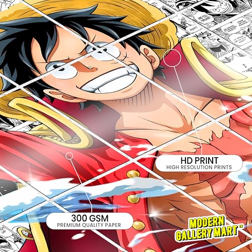 Image of MODERN GALLERY MART Pack of 20 One Piece Monkey D.Luffy Manga Poster | A4 Size Anime Wall Art (8.3 x 11.7 inch) | Manga Posters with Glue Dots | Anime Poster for Bedroom, Living Room, Office (2)