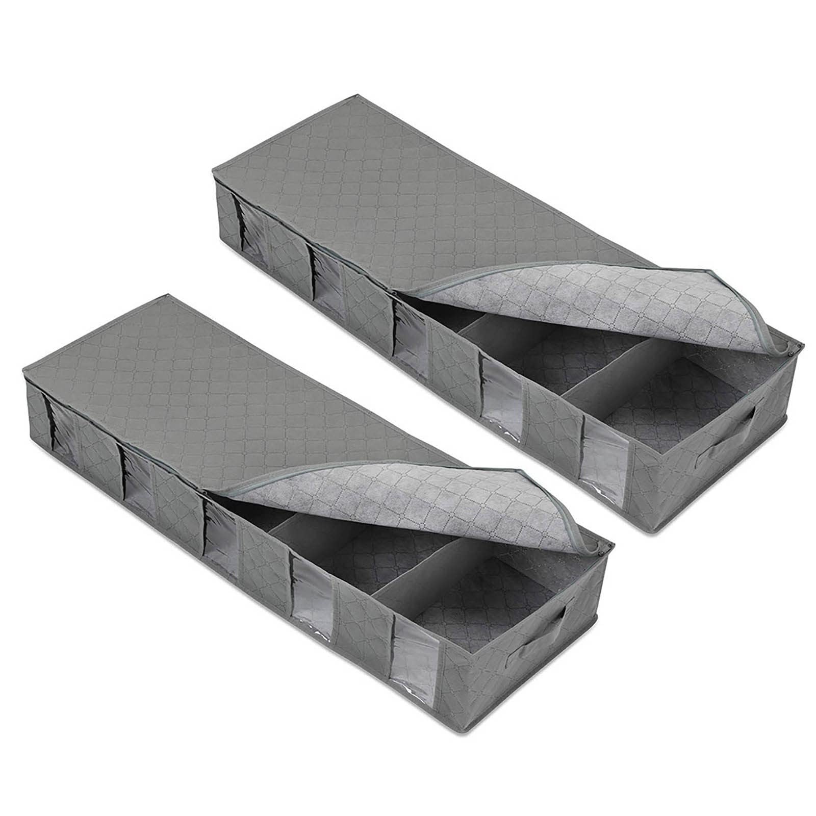XOWRTE Under Bed Storage Box Storage Bag Extra Large Clothing Classification Folding Flat Under Bed Storage Box Compartment Blankets for Moving (Grey, One Size)
