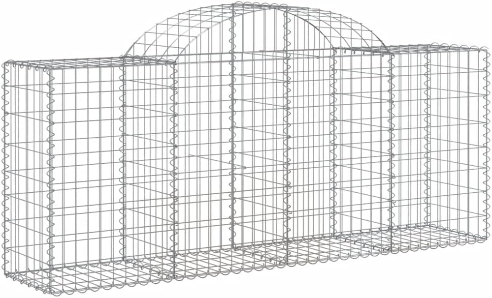 Arched Gabion Baskets 4 pcs Galvanized Iron for Outdoor Gravel and Stone Filling, Decorative Garden Barrier and Retaining Wall Structure 78.7"x19.7"x31.5"/39.4"