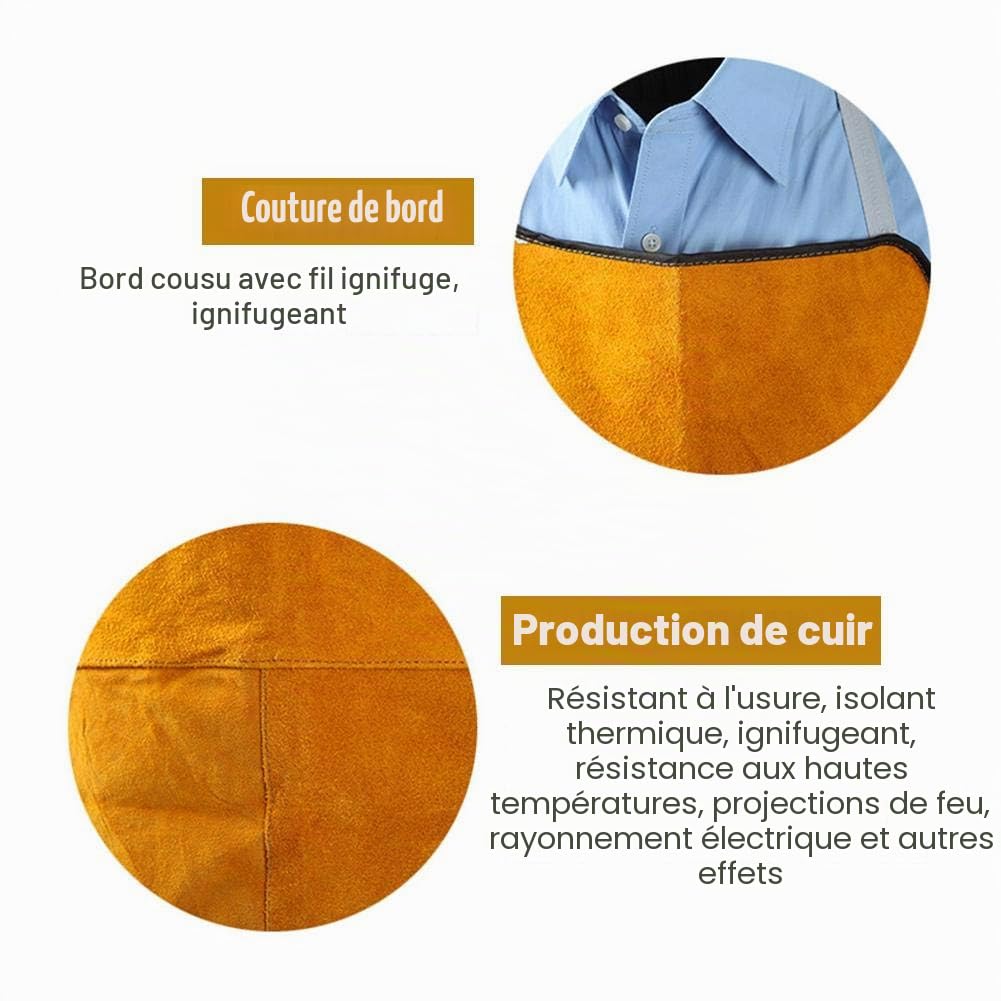 Tablier De Soudeur Tablier De Travail en Cuir pour Homme Femme, Anti-fouling Prévention Incendie pour Le Soudage Électrique La Métallurgie Usinage