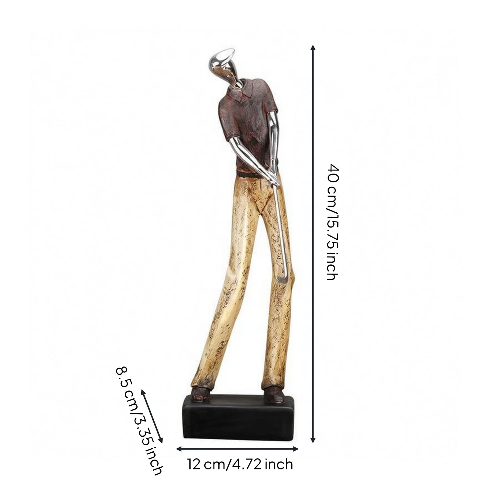 Statuetta Golfista Scultura Decorazione Ornamento Figura Resina con Design Riflessivo E Profilo Minimale su Base Stabile Adatta per Ufficio Vetrina, Stile Golfista Uomo