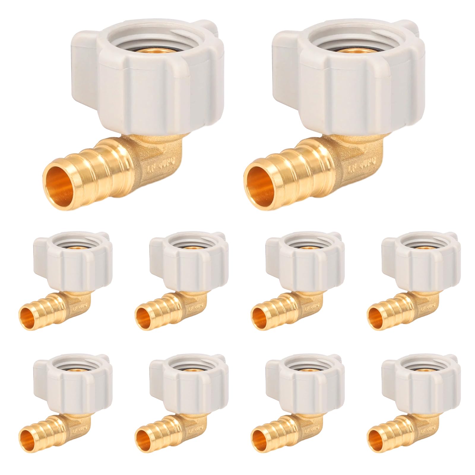 10 pezzi PEX raccordo espansione 1/2 "x 1/2" femmina NPT adattatore girevole a 90 gradi raccordi a gomito a crimpare raccordi in ottone senza piombo in ottone ASTM F1807 e NSF certificato