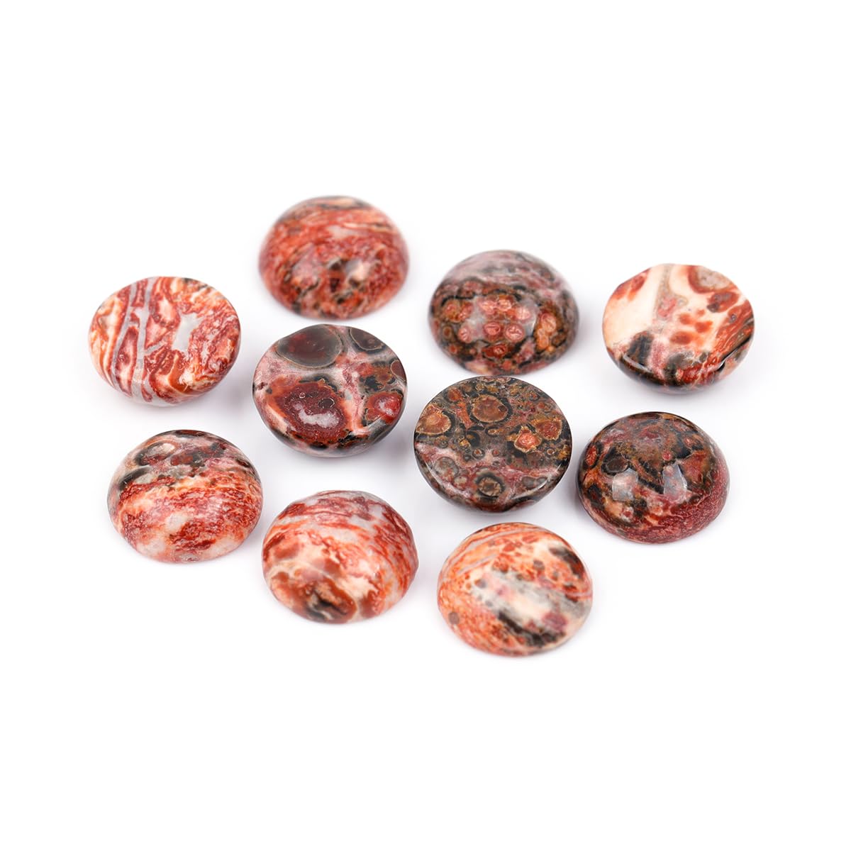 GEM-Inside 5Pcs 10mm Pink Skin Texture Jasper Cabochons Stones Beads for Jewelry Making Bezels Tennis Statement Jewelry