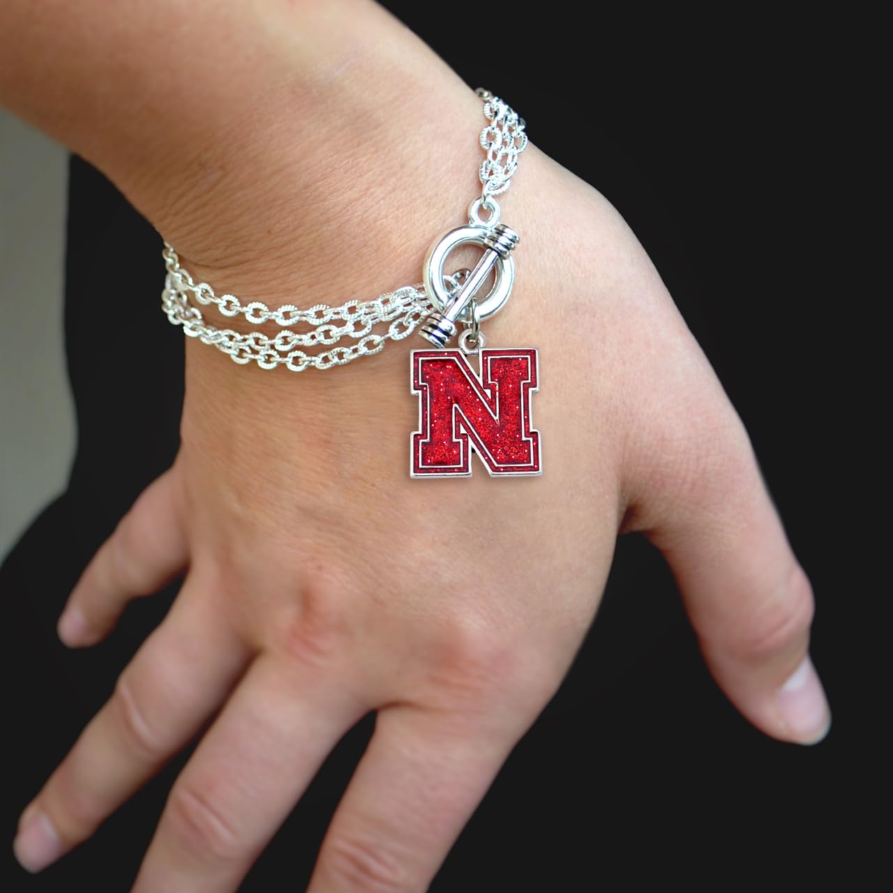 Nebraska Cornhuskers Game Day Glitter Toggle Bracelet Jewelry Gift Licensed
