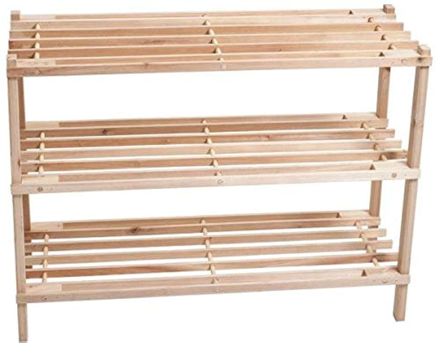 COOLBABY 3 Tier Blonde Wooden Shoe Rack