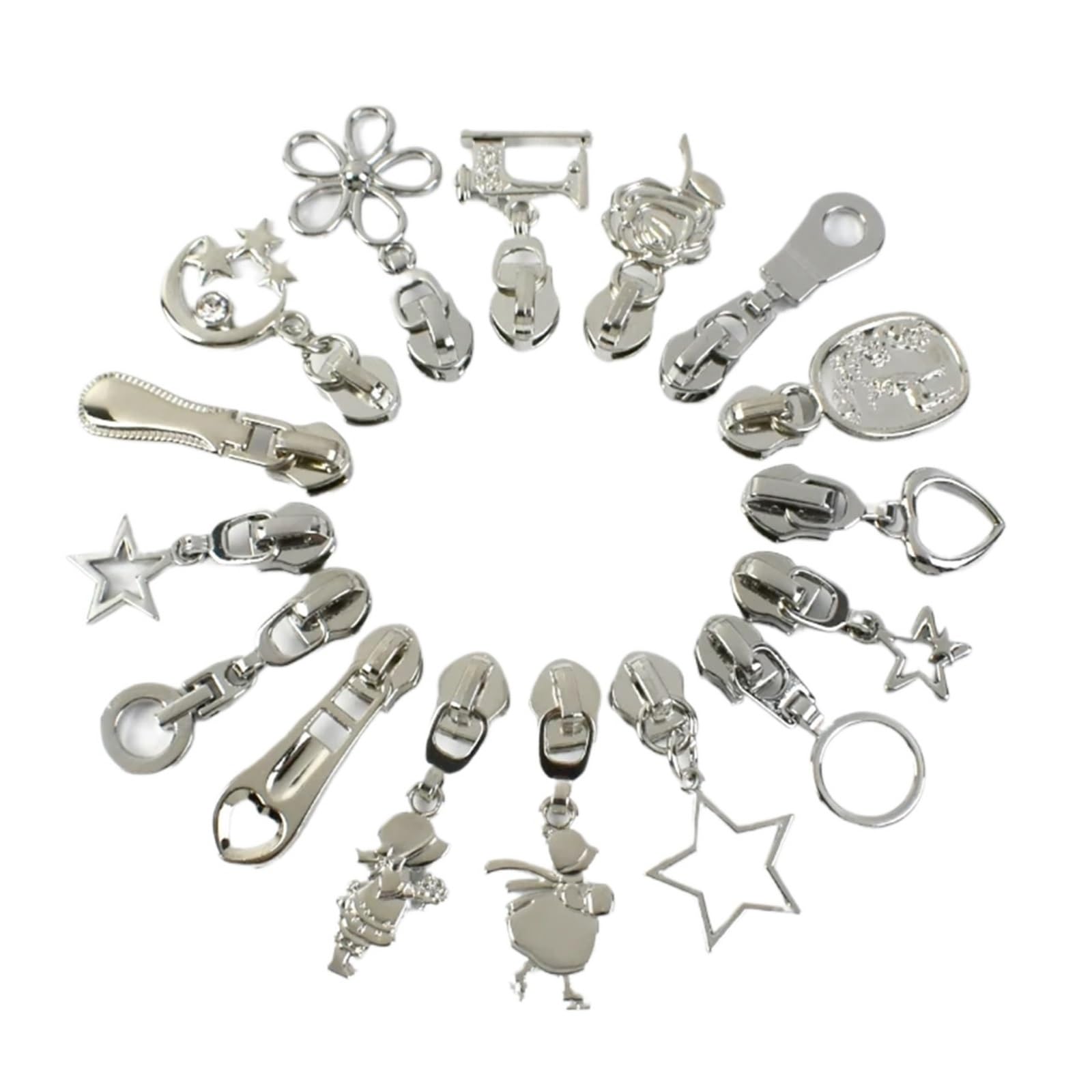Lot de 50 curseurs de fermeture éclair en métal 5# pour fermetures éclair de sac, sacs à main, accessoires de bricolage (1 argent)