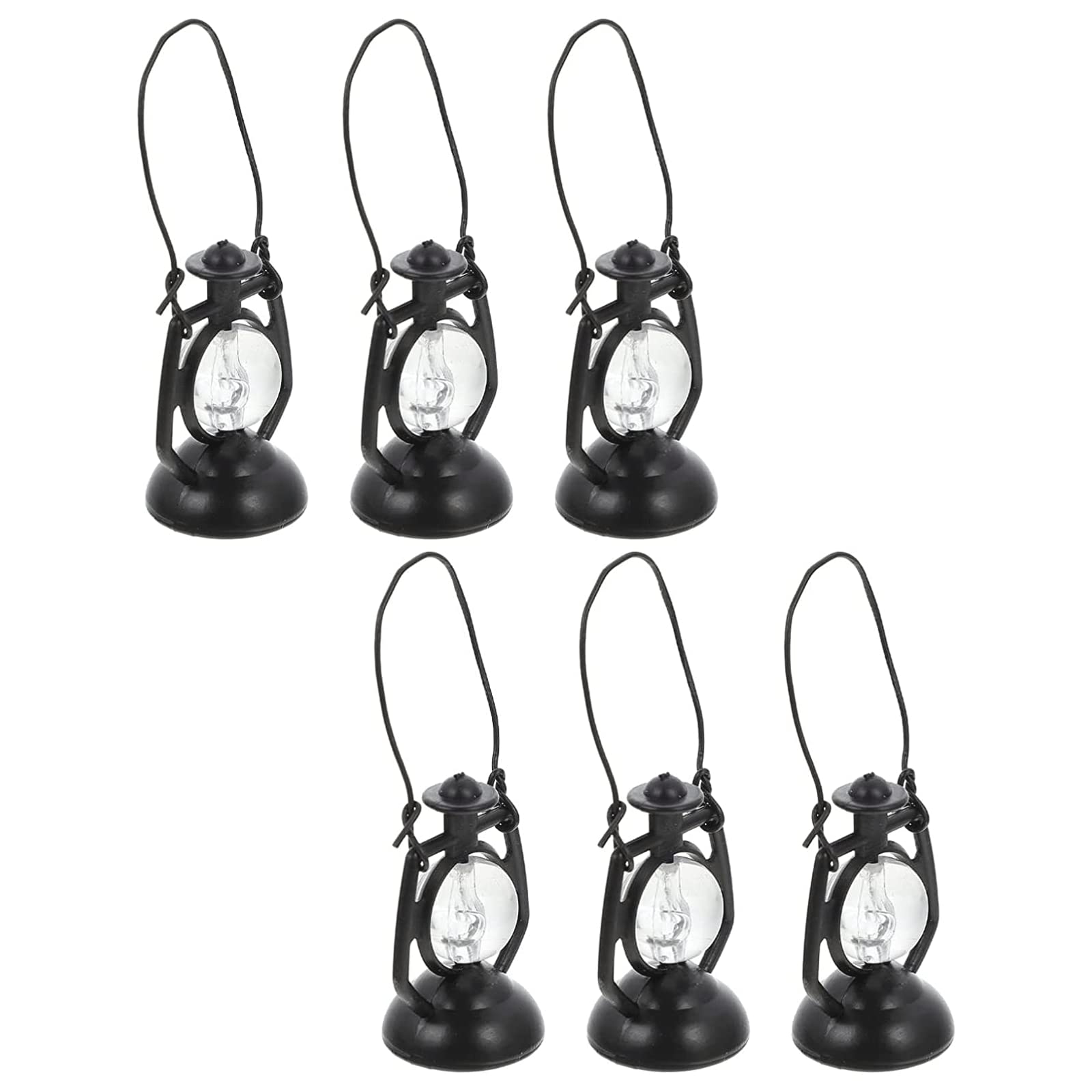 Kerosene lamp, 6Pcs Micro Landscape Lamp Miniature Decor Indoor Outdoor Hanging Small Lantern(Black)