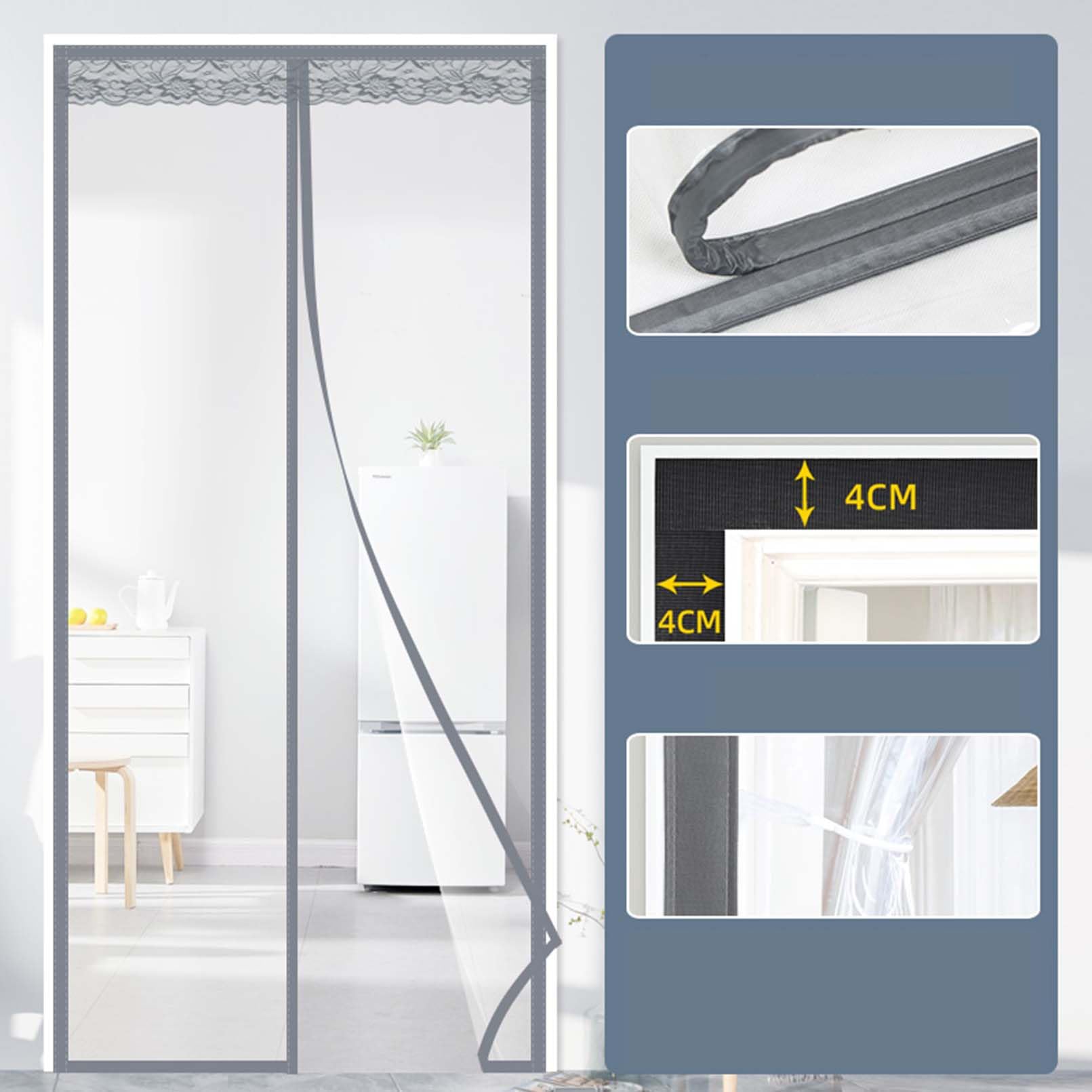 Magnétique EVA Transparent Rideau Thermique Isolant Anti Froid Porte Entrée Rideau de Porte Isolant Thermique pour les Pièces Climatisées Chambre à Coucher de Salon (150 x 200 cm)