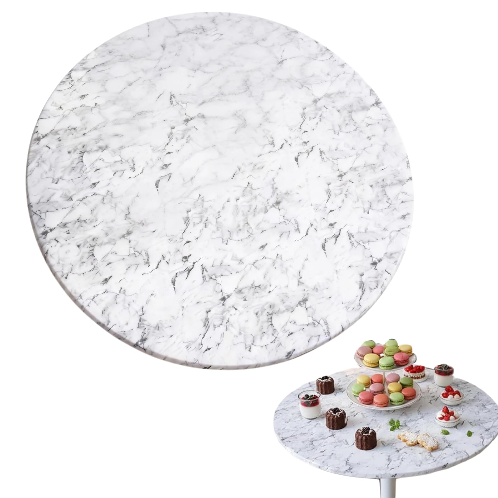 Waterproof Round Tablecloth, Round Fitted Tablecloth with Elastic