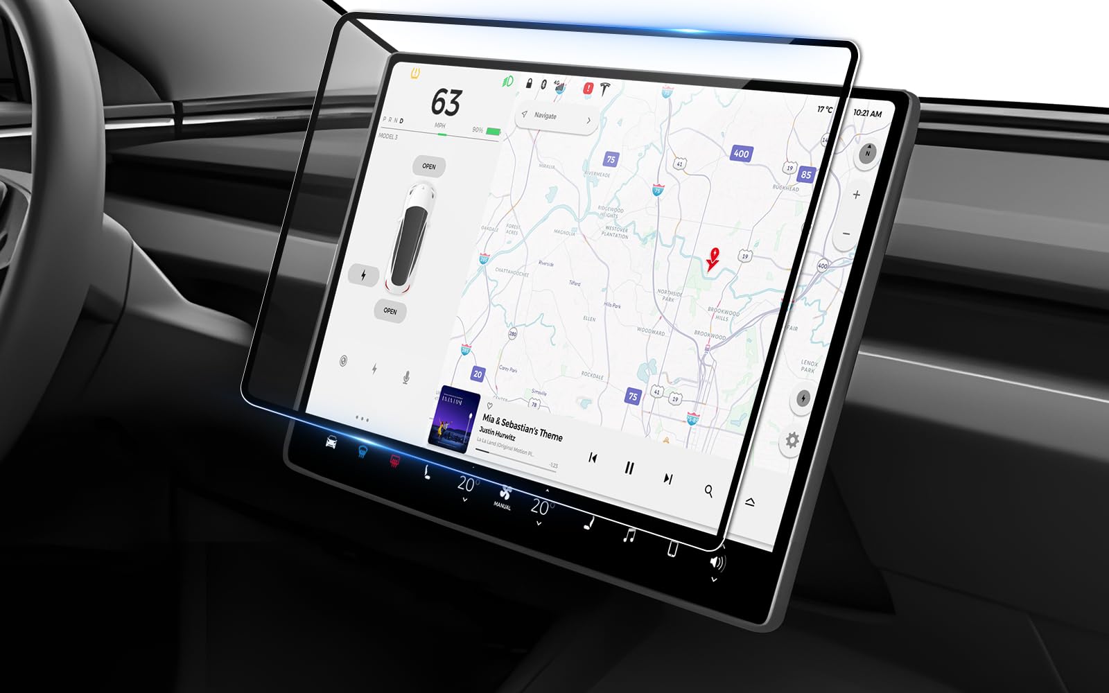 Compatibile con Tesla Model 3 Highland 2024 2025 2026 E Model Y Juniper 2025 15,4 Pollici Central TouchScreen Schermo Pellicola in Vetro Temperato, 9H Antigraffio Anti Impronta